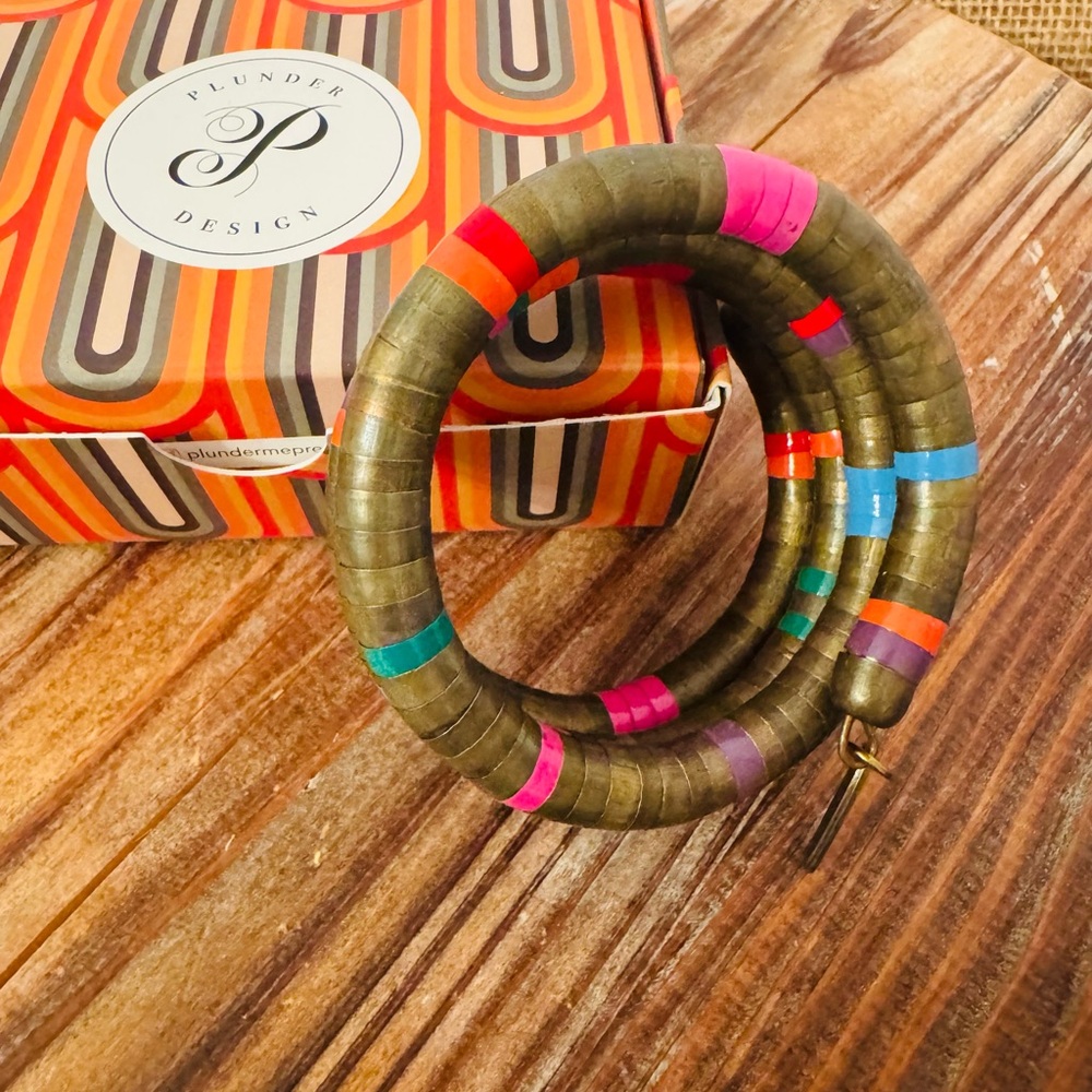 NIB Plunder Shaleen Wrap Bracelet in Olive and Multicolor